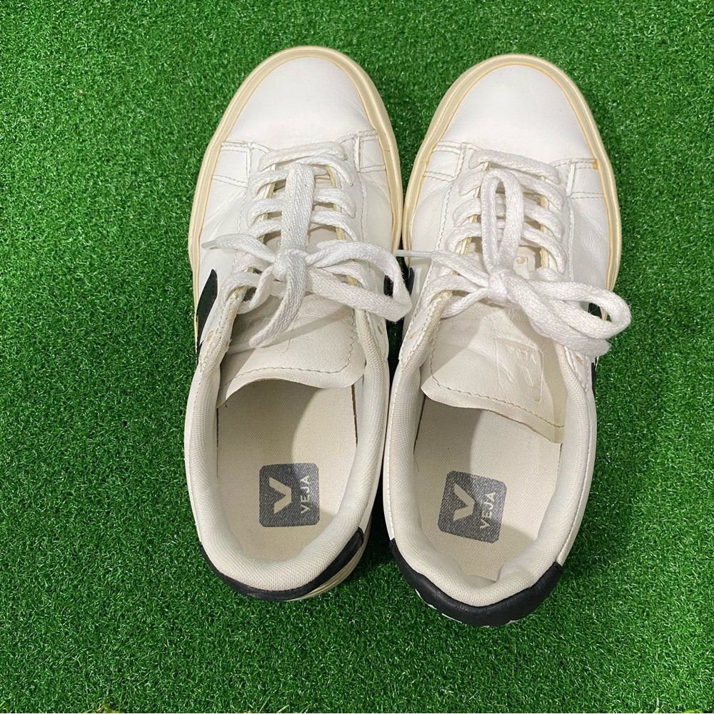 VEJA CAMPO LEATHER WHITE BLACK Sz 7 Womens - Picture 8 of 9